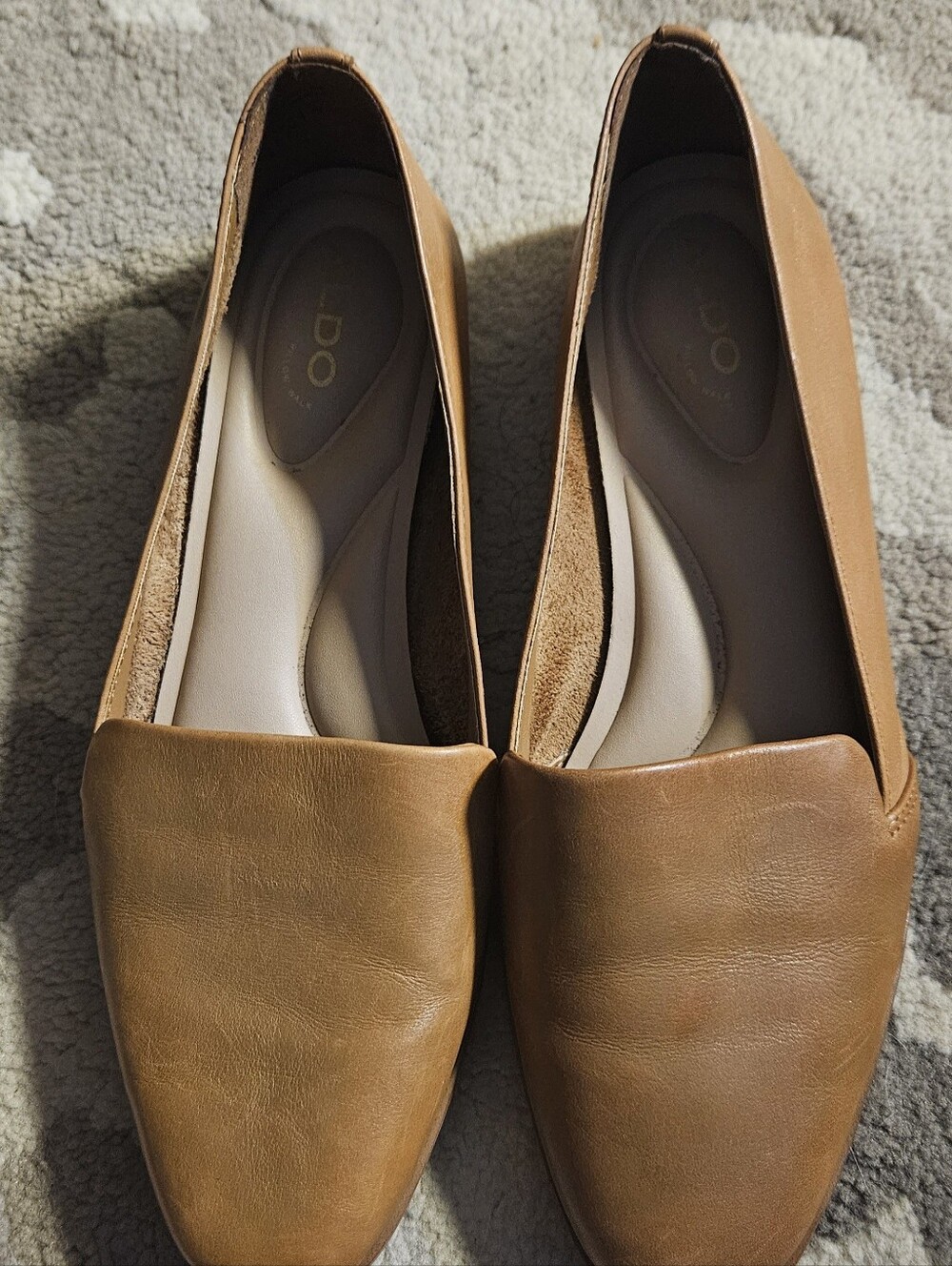 ALDO Caraelia Cognac Tan Leather Loafer Flats - Comfort Pillow Sole